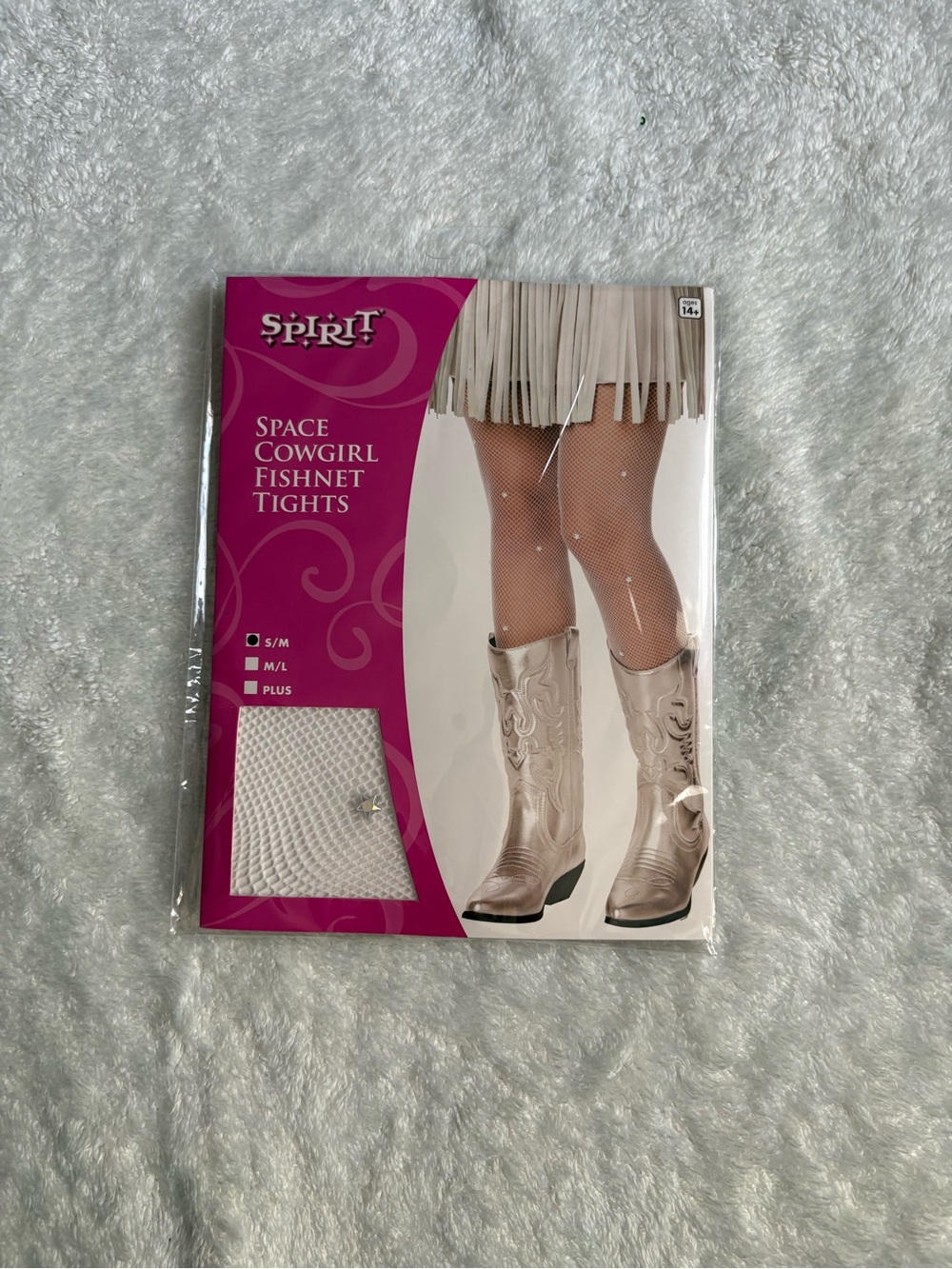 Spirit Space Cowgirl Fishnet Tights - White Embellished Fishnet